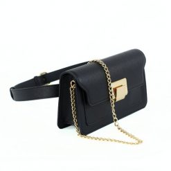 Nerka damska torba biodrowa F34 BIANCA czarny. Czarne nerki i saszetki bez wzorów, ze skóry ekologicznej, bez dodatków. Za 69.00 zł.