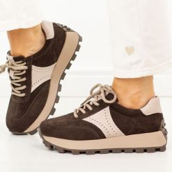 Brązowe skórzane sneakersy damskie Filippo Dp7976/26. Brązowe buty sportowe lifestyle Filippo, na jesień, bez wzorów, z dzianiny, sportowe, z okrągłym noskiem, bez zapięcia. Za 269.00 zł.