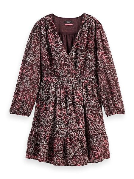 Scotch & Soda Sukienka w kolorze bordowo-białym rozmiar: 38. Czerwone sukienki Scotch & Soda, bez wzorów, bez kołnierzyka, bez ramiączek, mini. Za 179.22 zł.