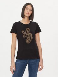 Liu Jo T-Shirt WA4051 JS923 Czarny Regular Fit. Czarne t-shirty Liu Jo, xs, bez wzorów, z bawełny, bez kołnierzyka, bez ramiączek. Za 239.99 zł.
