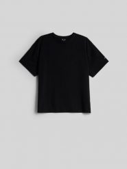 4F T-shirt loose gładki damski - czarny M. Czarne t-shirty 4f, m, bez wzorów, z bawełny, bez kołnierzyka, bez ramiączek. Za 79.99 zł.