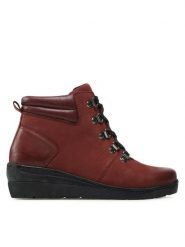 Go Soft Trzewiki WI23-WARUNA-03 Bordowy. Czerwone botki GO SOFT, bez wzorów, ze skóry, bez obcasa, na koturnie, bez zapięcia. Za 169.99 zł.