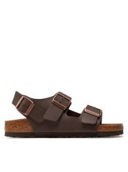 Birkenstock Sandały Milano 034703 Brązowy. Brązowe sandały Birkenstock, bez wzorów, ze skóry, bez obcasa, na płaskiej podeszwie, bez zapięcia. Za 449.99 zł.
