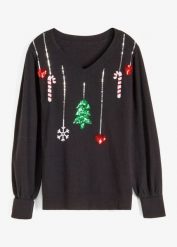 Cienki sweter. Czarne swetry bonprix, bez wzorów, wizytowe, bez ramiączek. Za 109.99 zł.