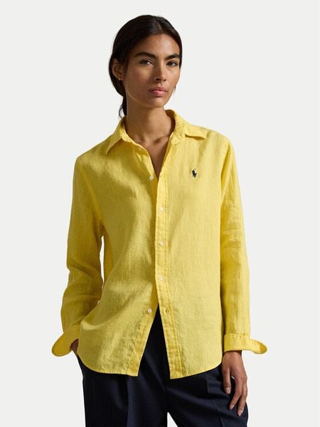 Polo Ralph Lauren Koszula 211970730502 Żółty Regular Fit. Żółte koszule Polo Ralph Lauren, s, bez wzorów, ze lnu, bez kołnierzyka, bez ramiączek. Za 541.99 zł.