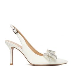 Szpilki Eva Minge. Białe szpilki Eva Minge, bez wzorów, bez obcasa, na szpilce, bez zapięcia. Za 399.99 zł.