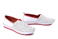 MANITU 840156-03 weiss, półbuty damskie. Białe półbuty wsuwane Manitu, na lato, w ażurowe wzory, z gumy, bez obcasa. Za 237.92 zł.