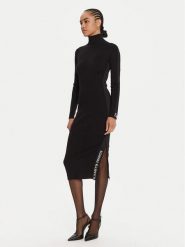 Elisabetta Franchi Sukienka dzianinowa AM-03S-56E2-V390 Czarny Slim Fit. Czarne sukienki Elisabetta Franchi, s, bez wzorów, z dzianiny, bez kołnierzyka, bez ramiączek. Za 1,359.00 zł.