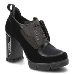 Czarne Półbuty Carinii Modne Skórzane Buty Damskie. Czarne półbuty wsuwane Carinii, bez wzorów, ze skóry, eleganckie, bez obcasa, na obcasie. Za 385.00 zł.