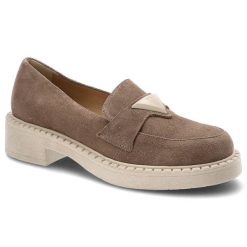 Mokasyny damskie Lamanti, naturalna skóra zamszowa skórzana wkładka i wnętrze wsuwana konstrukcja, beżowe, 877. Brązowe mokasyny LAMANTI, bez wzorów, ze skóry. Za 305.99 zł.