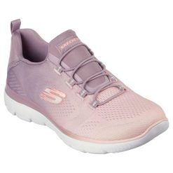 Damskie SUMMITS BRIGHT CHARMER Sneakersy Jasny fiolet. Fioletowe buty sportowe lifestyle Skechers, bez wzorów, z materiału, sportowe, bez zapięcia. Za 363.00 zł.