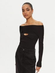 PINKO Bluzka 102799 A170 Czarny Slim Fit. Czarne bluzki Pinko, xs, bez wzorów, z syntetyku, bez kołnierzyka, bez ramiączek. Za 379.99 zł.