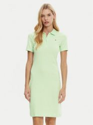 Tommy Hilfiger Sukienka codzienna WW0WW43228 Zielony Slim Fit. Zielone sukienki Tommy Hilfiger, na co dzień, s, bez wzorów, z bawełny, bez kołnierzyka, bez ramiączek, proste. Za 329.99 zł.
