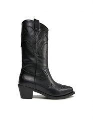 Bronx Kowbojki Western 47515-A Czarny. Czarne kozaki Bronx, bez wzorów, ze skóry, bez obcasa, na słupku, bez zapięcia. Za 1,399.00 zł.