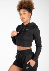 Pixley Crop Top Bluza z kapturem - Czarny. Czarne bluzy z kapturem GORILLA WEAR, xs, bez wzorów, z bawełny, z kapturem, na fitness i siłownię. Za 162.00 zł.