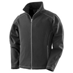 Damska Kurtka Softshell WorkGuard. Czarne kurtki RESULT, xl, z aplikacjami, z elastanu, bez kaptura, trekkingowe. Za 160.99 zł.