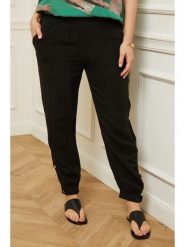 Curvy Lady Lniane spodnie w kolorze czarnym rozmiar: 44/46. Czarne spodnie materiałowe Curvy Lady, bez wzorów, ze lnu, klasyczne, z standardowym stanem. Za 67.24 zł.