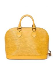 Louis Vuitton Skórzana torebka w kolorze żółtym - 30 x 23 x 15 cm rozmiar: onesize. Żółte torebki klasyczne Louis Vuitton, bez wzorów, z materiału, bez dodatków. Za 3,588.99 zł.