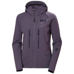 Damska kurtka narciarska Helly Hansen Odin Pro Shield. Fioletowe kurtki przejściowe sportowe Helly Hansen, na lato, l, bez wzorów, z elastanu, bez kaptura, narciarskie. Za 765.00 zł.