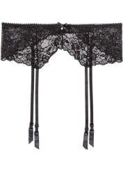 Pas do pończoch. Czarne pończochy i pasy bonprix, bez wzorów, z koronki. Za 69.99 zł.