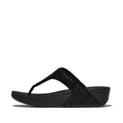 Klapki damskie FitFlop Lulu. Czarne klapki FIT FLOP, bez wzorów, eleganckie, bez obcasa, bez zapięcia. Za 377.00 zł.