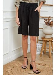 Joséfine Lniane bermudy w kolorze czarnym rozmiar: L. Czarne szorty Joséfine, bez wzorów, ze lnu. Za 193.24 zł.