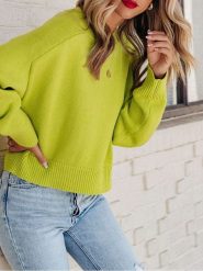 Milan Kiss Sweter w kolorze limonkowym rozmiar: L. Zielone swetry Milan Kiss, l, bez wzorów, bez ramiączek. Za 130.99 zł.