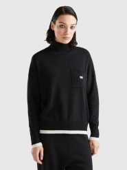 Benetton Sweter w kolorze czarnym rozmiar: XS. Czarne swetry Benetton, xs, bez wzorów, bez ramiączek. Za 74.81 zł.