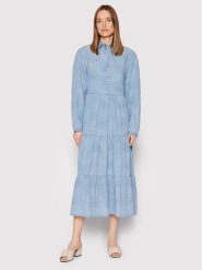 Pinko Sukienka koszulowa Distratta 1J10UV Y85P Błękitny Regular Fit. Niebieskie sukienki Pinko, bez wzorów, z lyocellu, bez kołnierzyka, bez ramiączek, koszulowe. Za 2,139.00 zł.