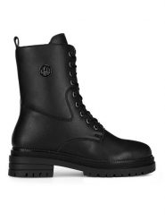 Rieker Botki Y3115-00 Czarny. Czarne botki Rieker, bez wzorów, bez obcasa, na płaskiej podeszwie, bez zapięcia. Za 343.99 zł.