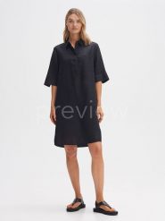 OPUS Lniana sukienka w kolorze antracytowym rozmiar: 40. Czarne sukienki Opus, bez wzorów, ze lnu, bez kołnierzyka, bez ramiączek, mini. Za 255.94 zł.