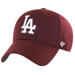 Czapka z daszkiem dla dorosłych 47 Brand Los Angeles Dodgers Cap. Czerwone czapki z daszkiem 47 Brand, bez wzorów, z wełny, sportowe. Za 99.99 zł.