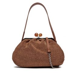 Torebka Weekend Max Mara. Brązowe kopertówki Weekend Max Mara, bez wzorów, wizytowe, bez dodatków. Za 1,649.00 zł.