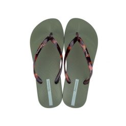 Klapki damskie Ipanema Anatomica Connect. Zielone klapki Ipanema, bez wzorów, z materiału, eleganckie, bez obcasa, bez zapięcia. Za 96.99 zł.