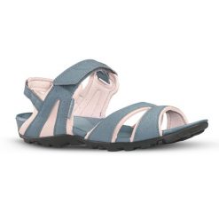 Sandały turystyczne damskie Quechua NH100. Brązowe sandały QUECHUA, bez wzorów, z kauczuku, sportowe, bez obcasa, bez zapięcia. Za 74.99 zł.