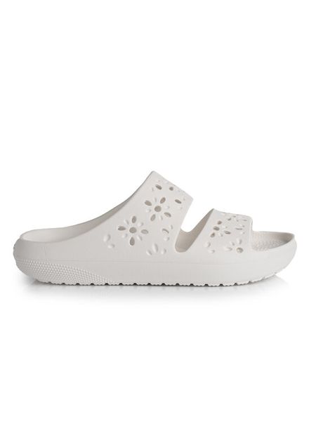 Crocs Klapki Classic Floral Cutout Sandal 210966 Biały. Białe klapki Crocs, bez wzorów, z tworzywa sztucznego, bez obcasa, bez zapięcia. Za 152.15 zł.