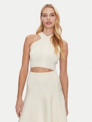 Guess Top W5GR32 Z2XY0 Biały Regular Fit. Białe topy Guess, l, z aplikacjami, z wiskozy, bez kołnierzyka, bez ramiączek. Za 299.99 zł.