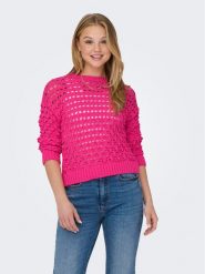 ONLY Sweter Linda 15311772 Różowy Regular Fit. Czerwone swetry ONLY, s, bez wzorów, z syntetyku, bez ramiączek. Za 119.99 zł.