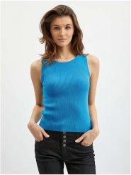 Orsay Top dzianinowy w kolorze niebieskim rozmiar: M. Niebieskie topy sportowe Orsay, m, bez wzorów, z dzianiny. Za 47.94 zł.