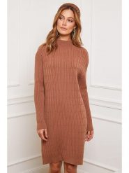 Joséfine Sukienka dzianinowa "Doumbia" w kolorze karmelowym rozmiar: S. Brązowe sukienki Joséfine, na co dzień, s, bez wzorów, z dzianiny, bez kołnierzyka, bez ramiączek, midi, proste. Za 195.99 zł.