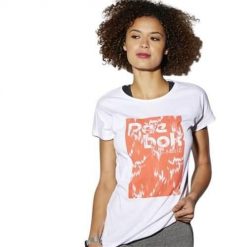 Koszulka treningowa damska Reebok AK0686. Białe t-shirty sportowe Reebok, l, bez wzorów, z materiału, bez ramiączek, na fitness i siłownię. Za 148.00 zł.