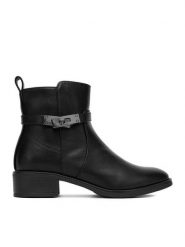 DeeZee Botki HX23002-11 Czarny. Czarne botki DeeZee, bez wzorów, z materiału, bez obcasa, na płaskiej podeszwie, bez zapięcia. Za 179.99 zł.