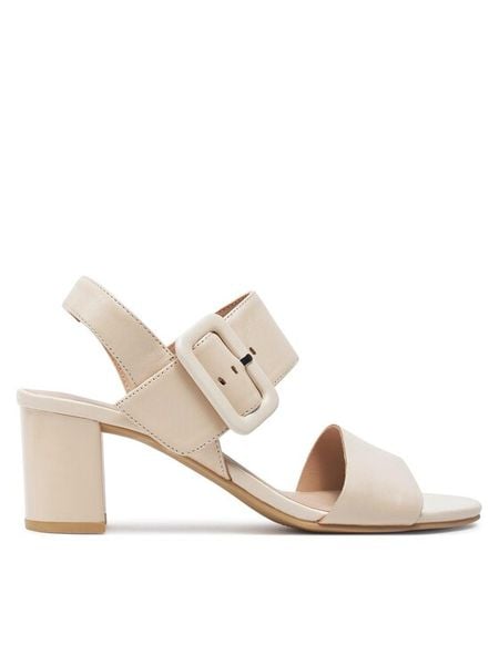 Caprice Sandały 9-28306-42 Écru. Białe sandały Caprice, bez wzorów, ze skóry, bez obcasa, na słupku, bez zapięcia. Za 229.99 zł.