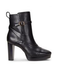 LAUREN RALPH LAUREN Botki 802908331005 Czarny. Czarne botki Lauren Ralph Lauren, bez wzorów, ze skóry, bez obcasa, na słupku, bez zapięcia. Za 639.99 zł.