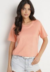Pomarańczowy Bawełniany Klasyczny T-shirt Fevarene. Brązowe t-shirty Born2be, l, bez wzorów, z bawełny, klasyczne, bez kołnierzyka, bez ramiączek. W wyprzedaży za 33.99 zł.