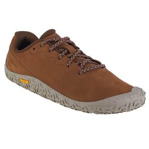 Buty do chodzenia damskie Merrell Vapor Glove. Brązowe buty do biegania Merrell, bez wzorów, z gumy, bez zapięcia, do biegania. W wyprzedaży za 465.90 zł.