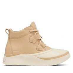 Botki Sorel. Brązowe botki Sorel, bez wzorów, bez obcasa, na płaskiej podeszwie, bez zapięcia. Za 299.99 zł.