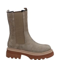 ZAMSZOWE BOTKI 05094002S BEIGE. Brązowe botki Venezia, bez wzorów, ze skóry, bez obcasa, bez zapięcia. Za 319.00 zł.