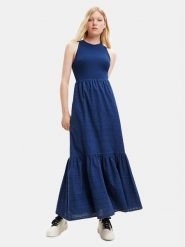 Desigual Sukienka codzienna 23SWVW84 Granatowy Regular Fit. Niebieskie sukienki Desigual, na co dzień, xs, bez wzorów, z wiskozy, bez kołnierzyka, bez ramiączek, proste. Za 339.99 zł.