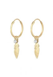 Elli Damskie kreole pióro zawieszka Boho Festiwal z kryształami w srebrze 925 Sterling Silver Kolczyki koła 1 ct. Szare kolczyki Elli, srebrne. Za 413.99 zł.